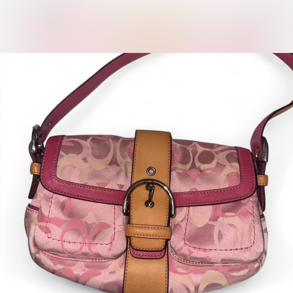 Coach Pink and Tan Shoulder Bag